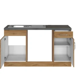 Held Küchenzeile in L-Form Sorrella 210cm mit Platz für Backofen und Geschirrspüler - Eiche