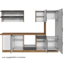 Held Küchenzeile in L-Form Sorrella 270cm mit Platz für Backofen, Geschirrspüler und Kühlschrank - anthrazit/ocker