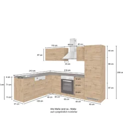Held Küchenzeile in L-Form Sorrella 270cm mit Platz für Backofen, Geschirrspüler und Kühlschrank - anthrazit/ocker