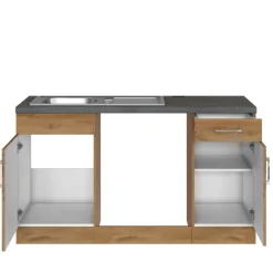 Held Küchenzeile in L-Form Sorrella 270cm mit Platz für Backofen, Geschirrspüler und Kühlschrank - Eiche