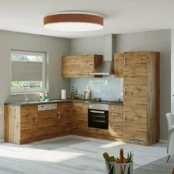 Held Küchenzeile in L-Form Sorrella 270cm mit Platz für Backofen, Geschirrspüler und Kühlschrank - Eiche