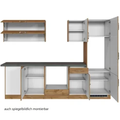 Held Küchenzeile in L-Form Sorrella 270cm mit Platz für Backofen, Geschirrspüler und Kühlschrank - Eiche