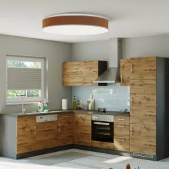 Held Küchenzeile in L-Form Sorrella 270cm mit Platz für Backofen, Geschirrspüler und Kühlschrank - Eiche/Graphit