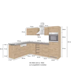 Held Küchenzeile in L-Form Sorrella 270cm mit Platz für Backofen, Geschirrspüler und Kühlschrank - anthrazit/ocker