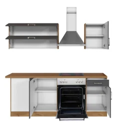 Held Küchenzeile in L-Form Sorrella 210cm mit Backofen und Geschirrspüler - anthrazit/ocker