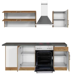 Held Küchenzeile in L-Form Sorrella 210cm mit Backofen und Geschirrspüler - Eiche