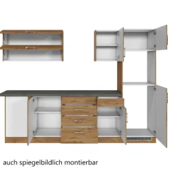 Held Küchenzeile L-Form Sorrella 270cm mit Platz für Backofen, Geschirrspüler und Kühlschrank - Eiche