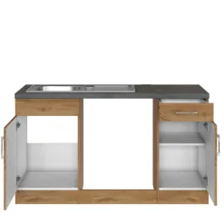Held Küchenzeile L-Form Sorrella 270cm mit Platz für Backofen, Geschirrspüler und Kühlschrank - Eiche