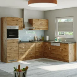 Held Küchenzeile L-Form Sorrella 270cm mit Platz für Backofen, Geschirrspüler und Kühlschrank - Eiche