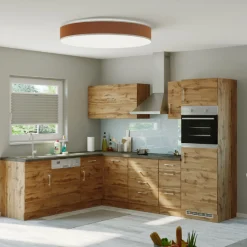 Held Küchenzeile L-Form Sorrella 270cm mit Platz für Backofen, Geschirrspüler und Kühlschrank - Eiche