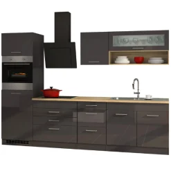 Held Küchenzeile Ragnar 290cm mit Backofen und Kühlschrank - Hochglanz