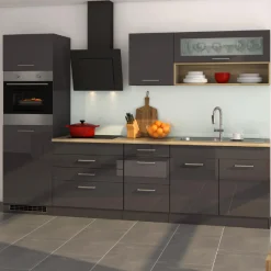 Held Küchenzeile Ragnar 290cm mit Backofen und Kühlschrank - Hochglanz