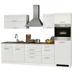 Held Küchenzeile Ragnar 290cm mit Backofen - Hochglanz weiß