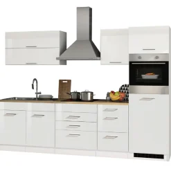 Held Küchenzeile Ragnar 290cm mit Backofen - Hochglanz weiß