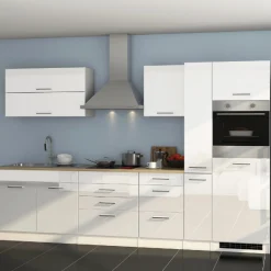 Held Küchenzeile Ragnar 320cm mit Backofen - Hochglanz weiß