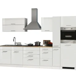 Held Küchenzeile Ragnar 320cm mit Backofen - Hochglanz weiß