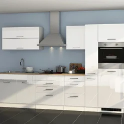 Held Küchenzeile Ragnar 320cm mit Backofen und Kühlschrank - Hochglanz weiß