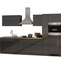 Held Küchenzeile Ragnar 320cm mit Backofen und Kühlschrank - Hochglanz