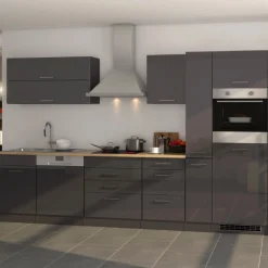 Held Küchenzeile Ragnar 330cm mit Backofen und Geschirrspüler - Hochglanz