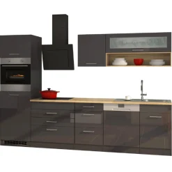 Held Küchenzeile Ragnar 300cm mit Geschirrspüler, Backofen und Kühlschrank - Hochglanz