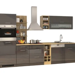 Held Küchenzeile Ragnar 310cm mit Geschirrspüler, Backofen und Kühlschrank - Hochglanz