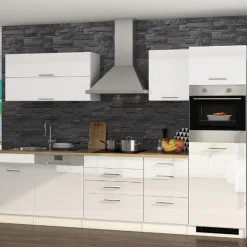 Held Küchenzeile Ragnar 300cm mit Geschirrspüler und Backofen - Hochglanz weiß