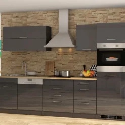 Held Küchenzeile Ragnar 300cm mit Geschirrspüler und Backofen - Hochglanz