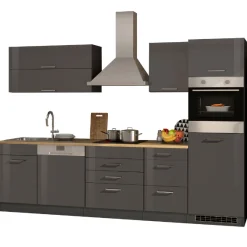 Held Küchenzeile Ragnar 300cm mit Geschirrspüler, Kühlschrank und Backofen - Hochglanz