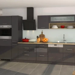 Held Küchenzeile Ragnar 330cm mit Geschirrspüler, Backofen und Kühlschrank - Hochglanz