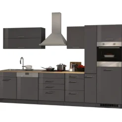 Held Küchenzeile Ragnar 330cm mit Kühlschrank, Backofen und Geschirrspüler - Hochglanz