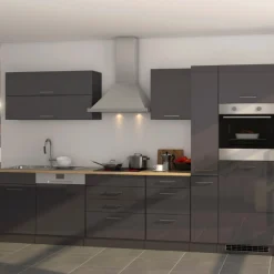 Held Küchenzeile Ragnar 330cm mit Kühlschrank, Backofen und Geschirrspüler - Hochglanz