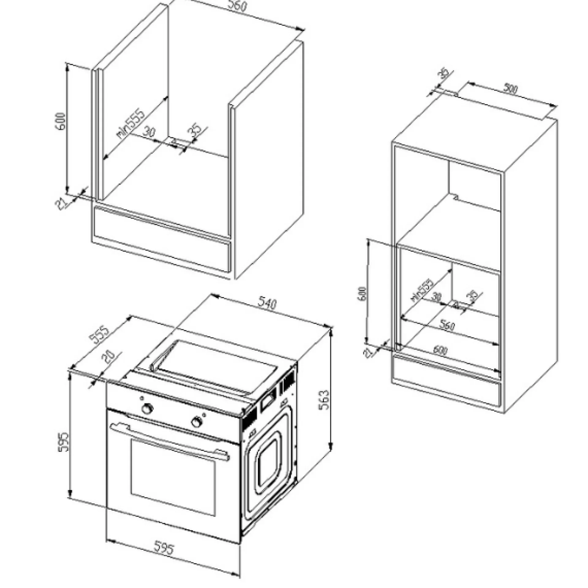 Held Küchenzeile Ragnar 300cm mit Platz für Geschirrspüler, Kühlschrank und Backofen - Hochglanz