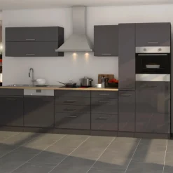 Held Küchenzeile Ragnar 330cm mit Platz für Kühlschrank, Backofen und Geschirrspüler - Hochglanz