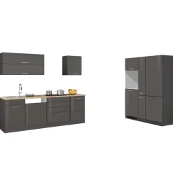 Held Küchenzeile Ragnar 390cm mit Platz für Kühl-Gefrierkombination, Backofen und Geschirrspüler - Hochglanz