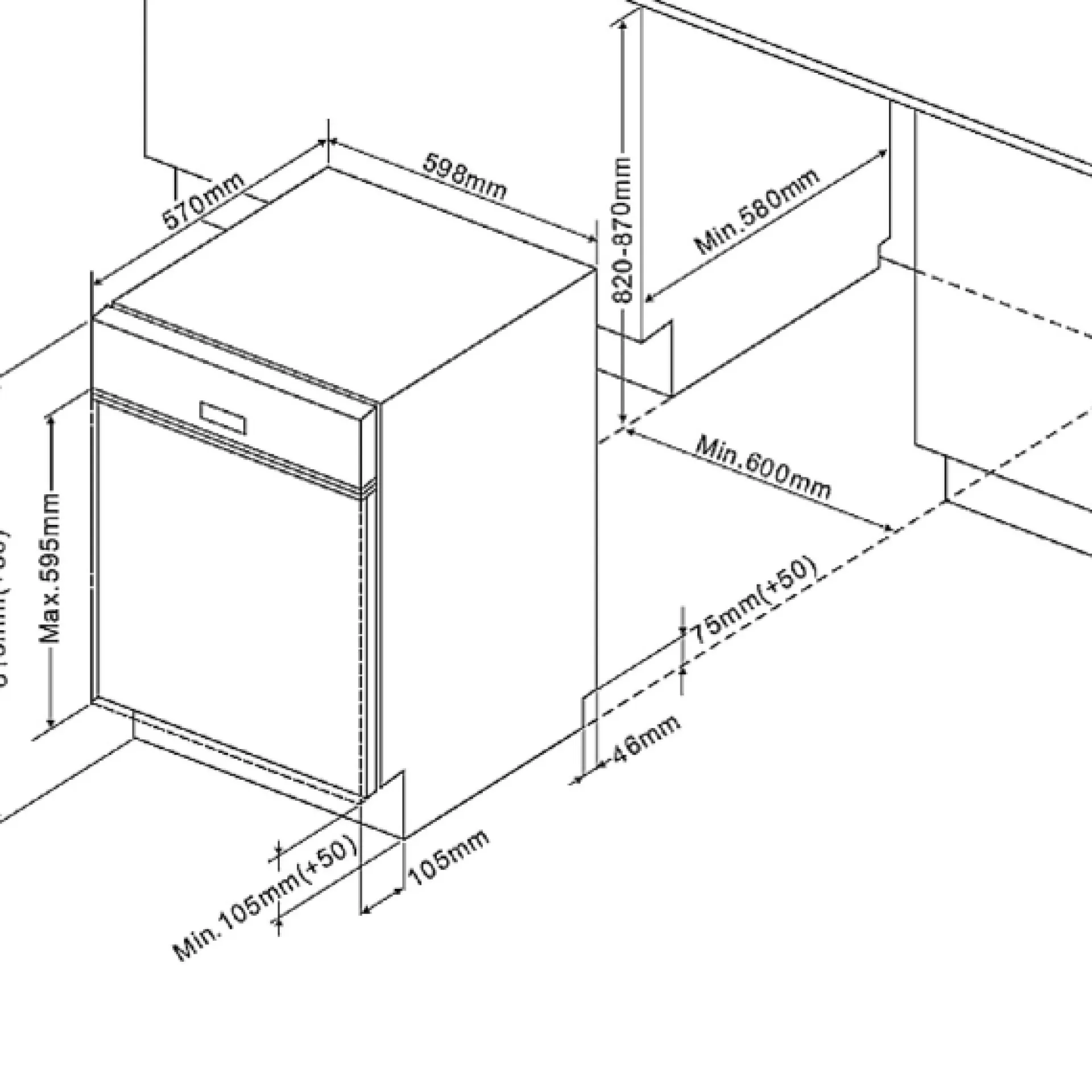 Held Küchenzeile Ragnar 220cm mit Platz für Backofen und Geschirrspüler - Hochglanz