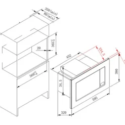 Held Küchenzeile Ragnar 270cm mit Platz für Mikrowelle, Kühlschrank und Backofen - hochglänzend weiß
