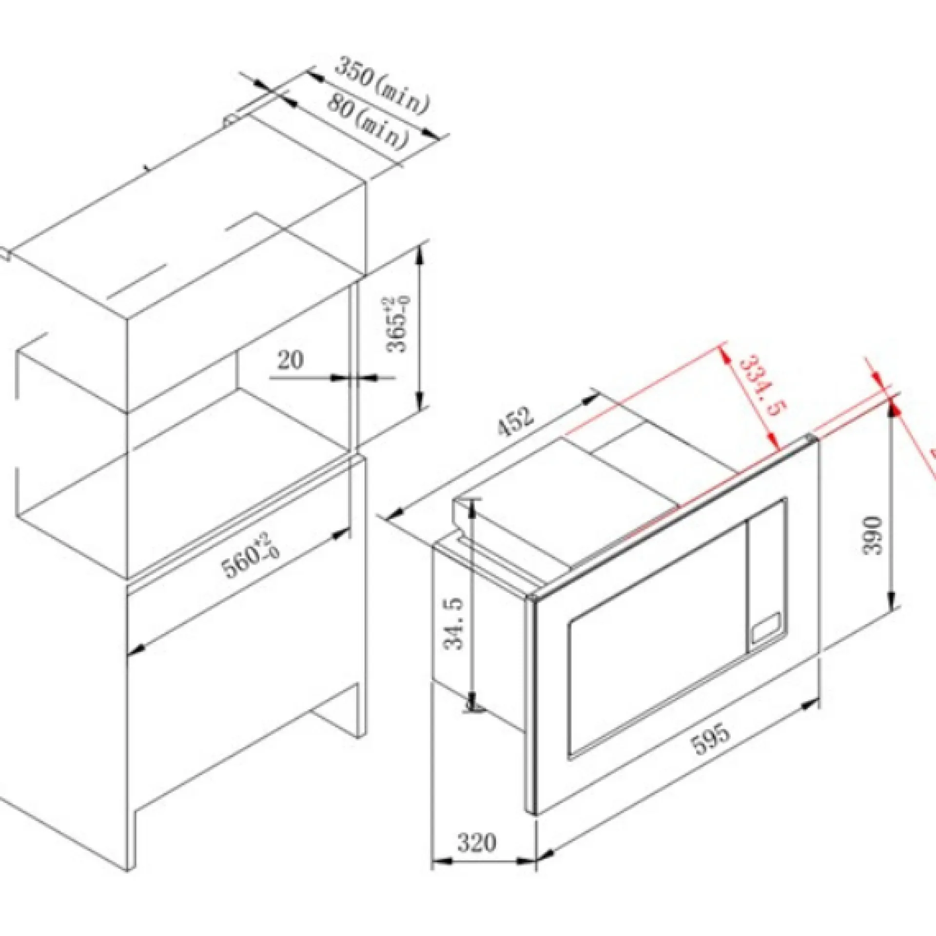 Held Küchenzeile Ragnar 330cm mit Platz für Backofen, Mikrowelle und Kühlschrank - hochglänzend weiß