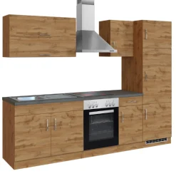 Held Küchenzeile Sorrella 270cm mit Backofen und Kühlschrank - Eiche
