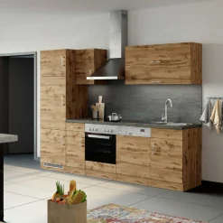 Held Küchenzeile Sorrella 270cm mit Backofen, Geschirrspüler und Kühlschrank - Eiche
