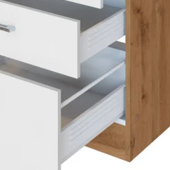 Held Küchenzeile Sorrella 270cm mit Backofen und Kühlschrank - weiß/Eiche