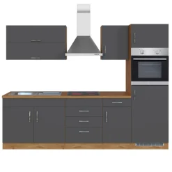 Held Küchenzeile Sorrella 270cm mit Backofen und Kühlschrank - anthrazit/ocker