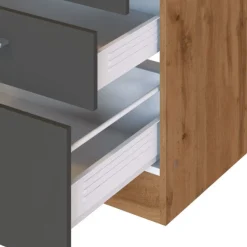 Held Küchenzeile Sorrella 270cm mit Backofen und Kühlschrank - anthrazit/ocker