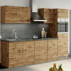 Held Küchenzeile Sorrella 270cm mit Backofen und Kühlschrank - Eiche