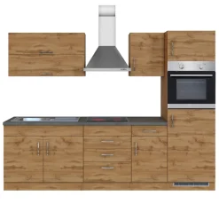 Held Küchenzeile Sorrella 270cm mit Backofen und Kühlschrank - Eiche