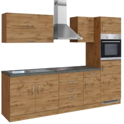 Held Küchenzeile Sorrella 270cm mit Backofen und Kühlschrank - Eiche