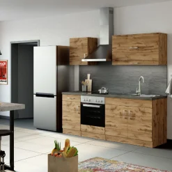 Held Küchenzeile Sorrella 210cm mit eingebautem Backofen - Eiche