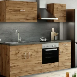 Held Küchenzeile Sorrella 210cm mit eingebautem Backofen - Eiche