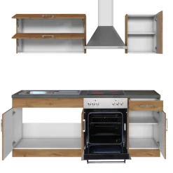 Held Küchenzeile Sorrella 210cm mit eingebautem Backofen - Eiche