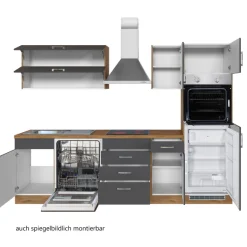 Held Küchenzeile Sorrella 270cm mit Geschirrspüler, Backofen und Kühlschrank - anthrazit/ocker