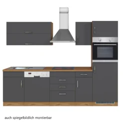 Held Küchenzeile Sorrella 270cm mit Geschirrspüler, Backofen und Kühlschrank - anthrazit/ocker